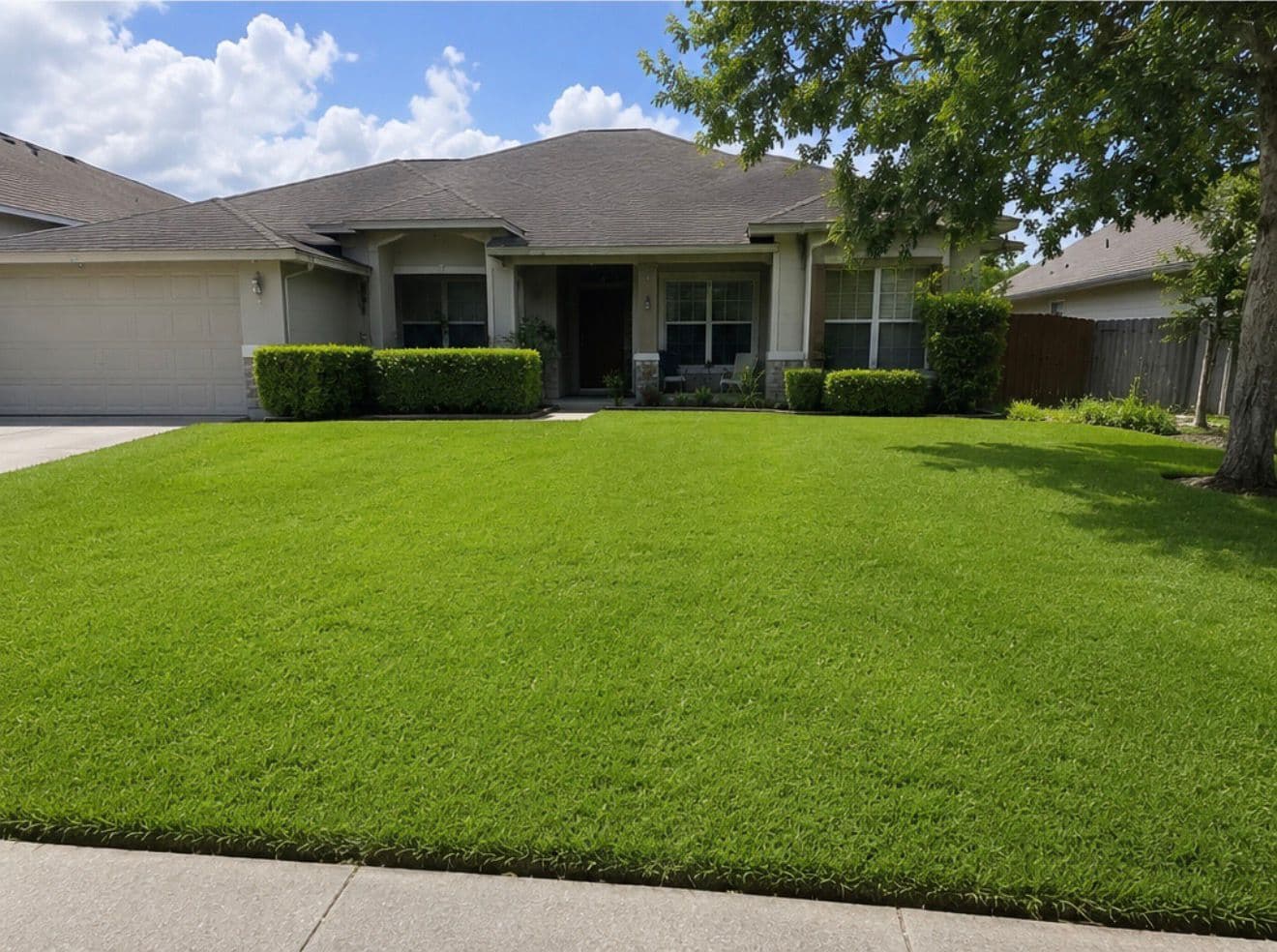 Freshly mowed and edged backyard